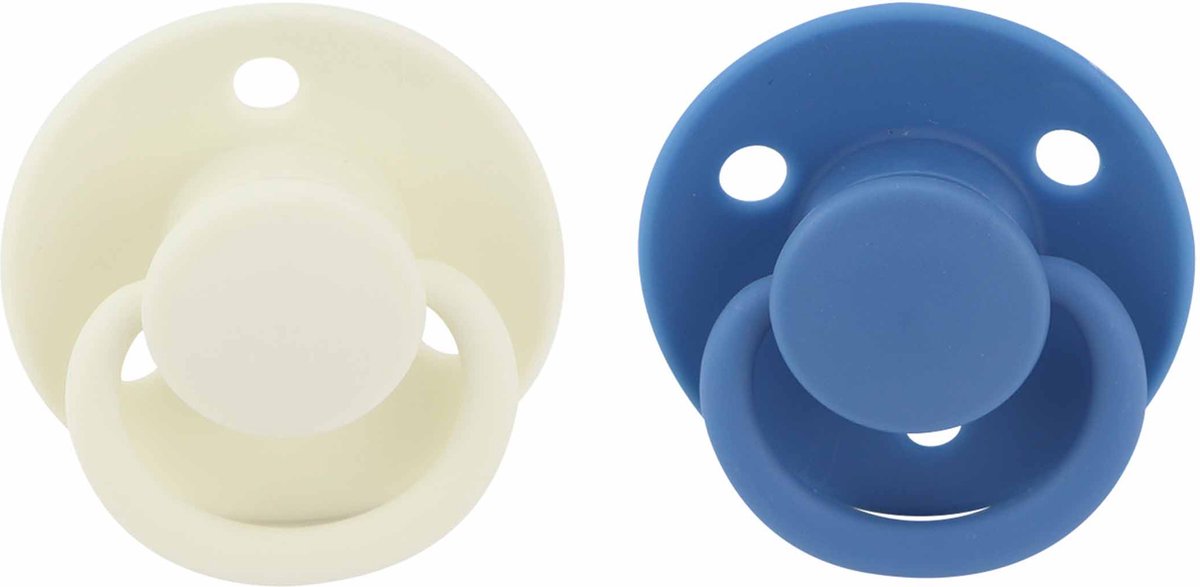 NUBY Fopspenen kersvorm 2st.- 0/6m - wit/ blauw