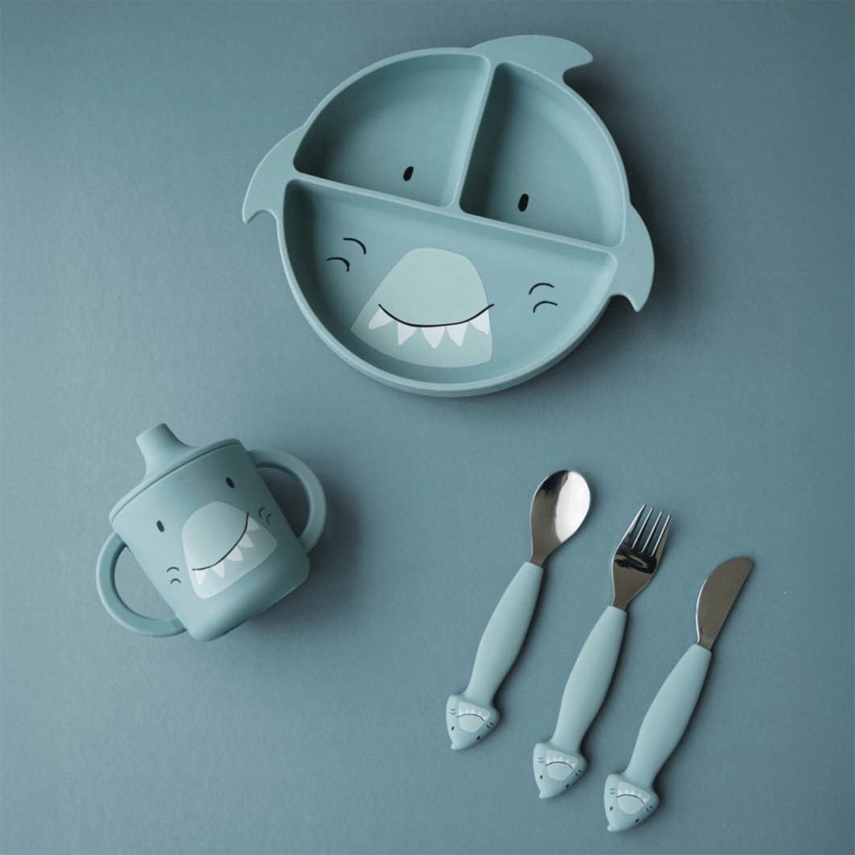 TRIXIE Mr. Shark - siliconen eetset S/3