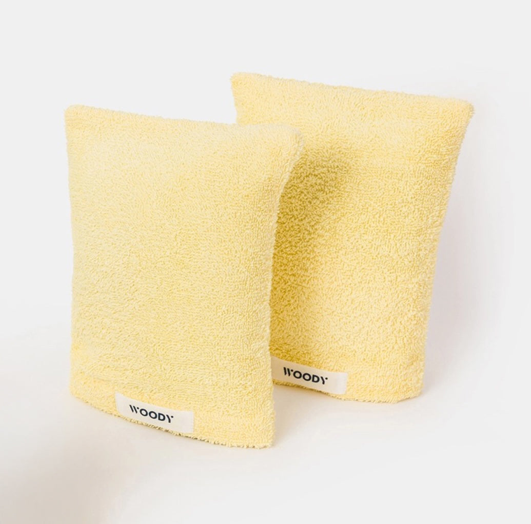 WOODY Washandje 20x15cm - licht geel